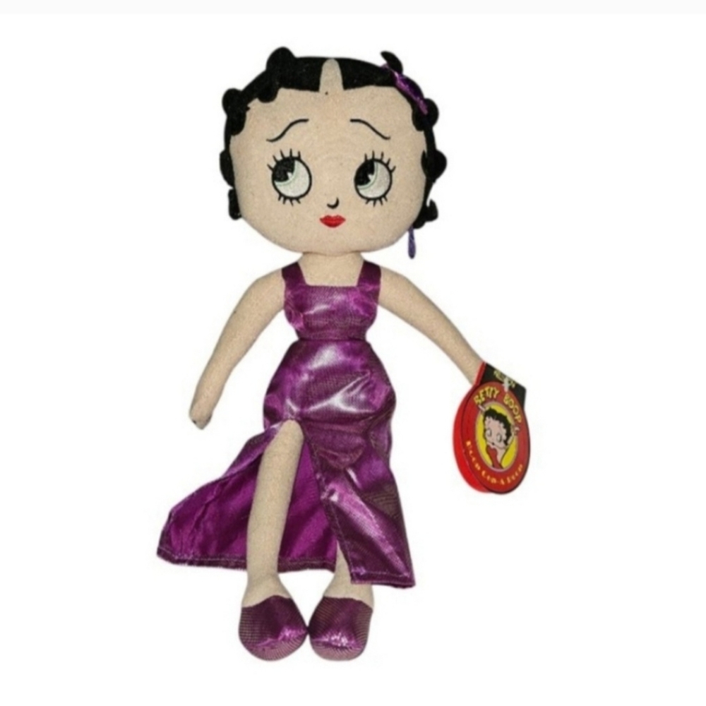 Betty Boop Plush Doll Rag Doll Purple Metallic Dress Kellytoy 2016 NEW